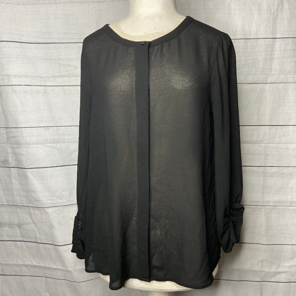 Loft black see through button up Medium
